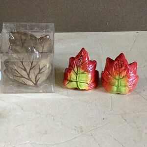 Fall leaf vintage salt and pepper shakers